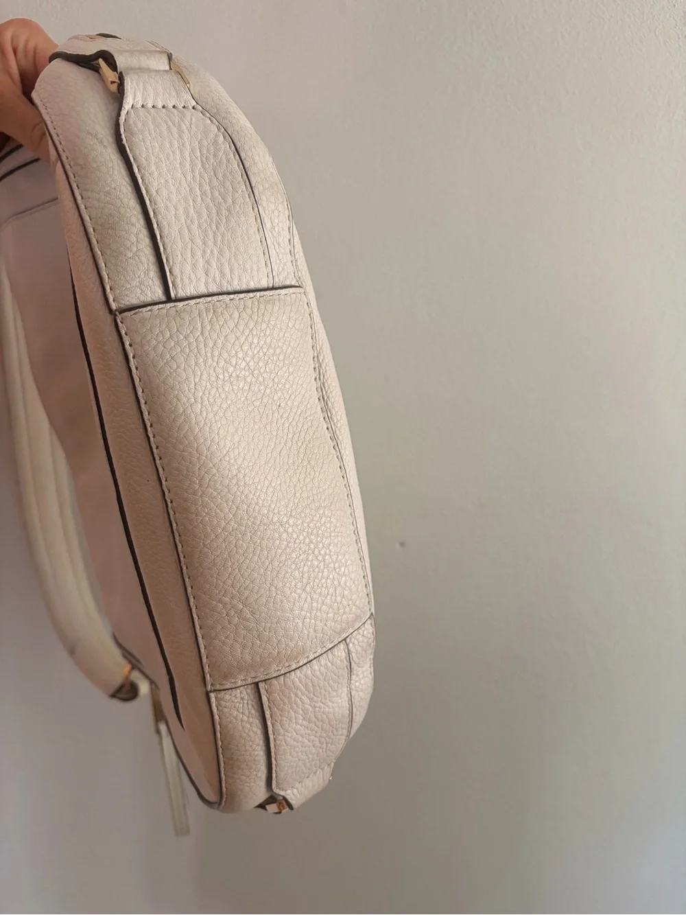 Michael Kors White Pebbled Leather Hobo Bag